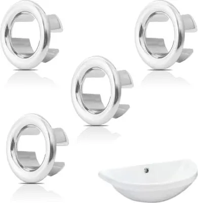 Produktbild von 4 Stück Waschbecken Überlauf Ring, Wasserhahn Überlauf Abdeckung Kunststoffring, Sinken Überlauf Ring, Universelle Waschbecken Überlauf Abdeckung