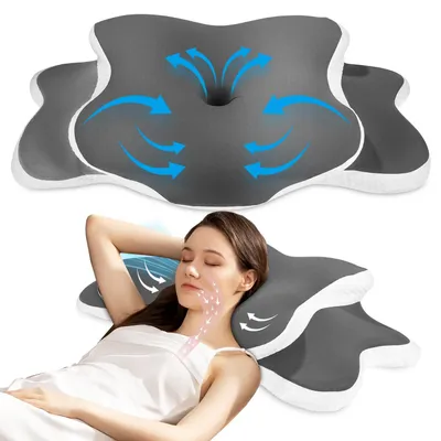 Obrázek produktu pro Polštář na podporu krční páteře: Ergonomický design, polštář na hlavu, paměťová pěna, vhodný pro spánek na boku i na zádech, pevná podpora, zlepšená kvalita spánku