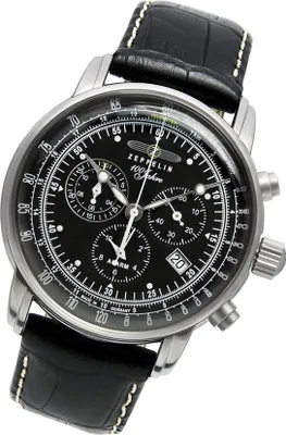 Produktbild von Zeppelin Armbanduhr Herren Z7680/2 Elegant Leder Uhr schwarz 100 Jahre UZ7680/2
