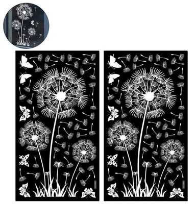 Produktbild von Fensterbilder Pusteblume Weiß – Fensteraufkleber Blumen & Schmetterlinge, Frühling/Sommer Deko für Wohnzimmer, Schlafzimmer, Bad, Küche & Glastüren