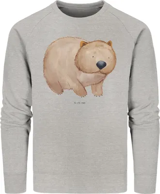 Produktbild von Mr. & Mrs. Panda Baumwoll Pullover Wombat Größe XL - Heather Grey - Geschenk, Nachhaltiger, Lustige Sprüche, Spruch, Das Leben Ist schön, Motivation, Pulli, Sweatshirt
