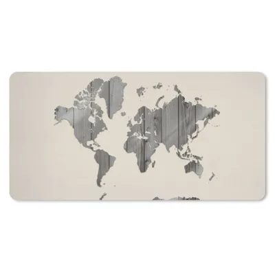 Produktbild von MuchoWow® Schreibtischunterlage Weltkarte - Holz - Design 80x40 cm - XXL Mauspad - Gaming Mauspad