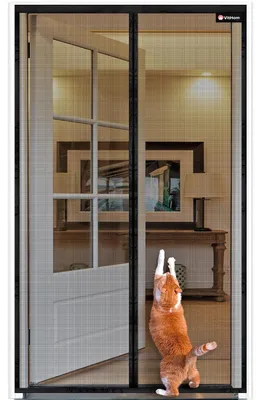 Zdjęcie produktu dla Moskitiera do drzwi balkonowych, magnetyczna, 80x200 cm, włókno szklane, czarna, montaż bez wiercenia