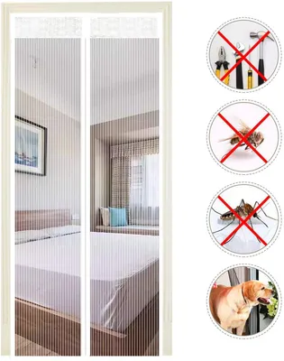 Image de EXTSUD : Moustiquaire magnétique pour porte-fenêtre de balcon, protection contre les insectes, dimensions 100x220 cm