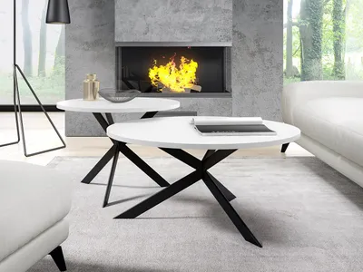 Image de Lot de 2 tables basses ATENAL - blanc arctique / noir