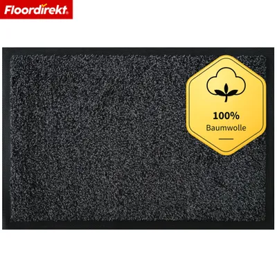 Produktbild von Schmutzfangmatte Karat waschbar, rutschfeste Sauberlaufmatte aus Baumwolle, Grau 100x150 cm
