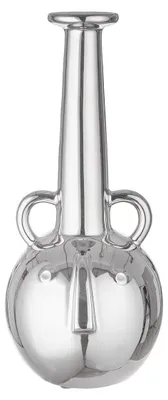 Gesichtsvase aus Keramik, silber glasiert, Höhe 38 cm