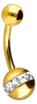 Produktbild von Bauchnabelpiercing Chirurgenstahl Mini Bananabell EPOXY-RING- + CHIRURGENSTAHL-KUGEL Gold Stablänge: 10mm