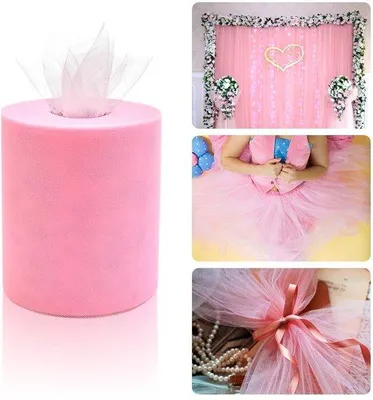 Immagine prodotto di Rotolo decorativo rosa 15 cm x 92 m in poliestere per decorazioni nuziali e fai da te, decorazioni per tavoli