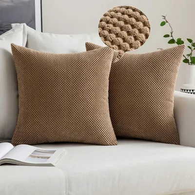 Produktbild von Kissenbezug 50x50 cm Braun 2 Stück Polyester Dekokissen Sofakissen
