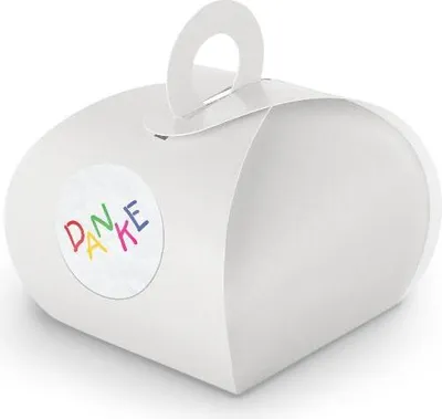 Produktbild von SET DANKE Kids (Motiv28) 24x Geschenkschachtel mit Griff weiß  + Sticker