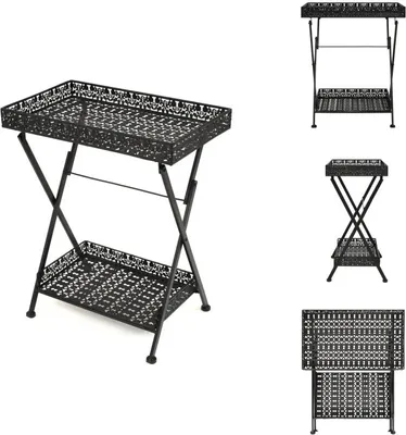 Immagine prodotto di vidaXL Tavolino pieghevole in metallo vintage 58 x 35 x 72 cm nero - Tavolini