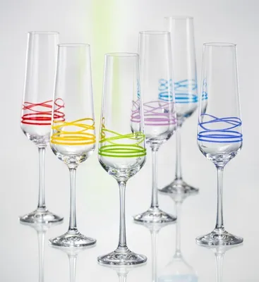 Produktbild von Bohemia Sektgläser Wave Sektglas 200 ml mehrfarbig handbemalt 6er Set