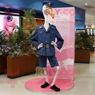 Produktbild von Navy-Flamingo REDBROKOLY Maskottchen kostüm mit Bluse und Schuhclips