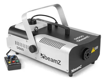 Immagine prodotto di Beamz S1500 Macchina del fumo Macchina per effetti fumogeni (1500 W, DMX, telecomando con cavo da 5 m, per 2 litri di liquido fumogeno, emissione di fumo con 295 m³/min) argento