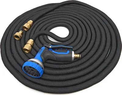Produktbild von Flexibler Gartenschlauch 15m mit Düse 10 Sprühfunktionen Wasserschlauch Schlauch