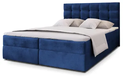 Produktbild von Masseno Boxspringbett GLOS K 140x200 cm Komplett-Set mit Bonell Matratze und Topper, Polsterbett mit Bettkästen -Blau, KRONOS 09