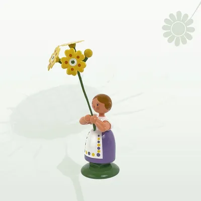 Productafbeelding van Miniatuurbeeld van een bloemenmeisje met een hemelsleutel, hoogte 12 cm, nieuw