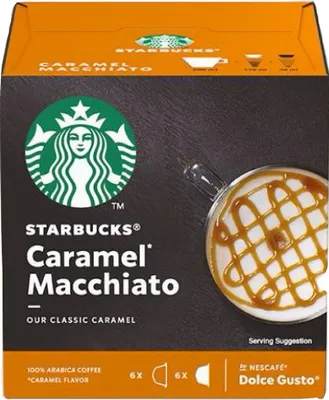 Produktbild von Starbucks Caramel Macchiato, Kaffeekapsel, Latte Macchiato, Dolce Gusto, 12 Stück(e), Box