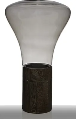 Produktbild von Dokoglasvase mit Holzfuß H 50 cm