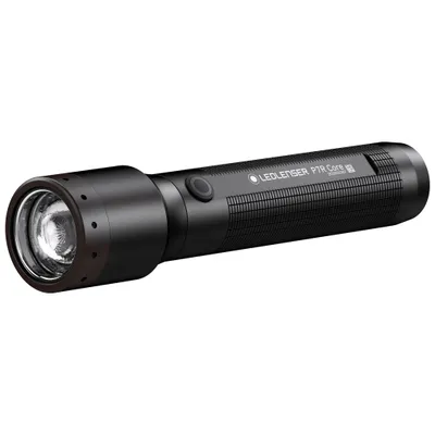 A black flashlight is shown against a white background.