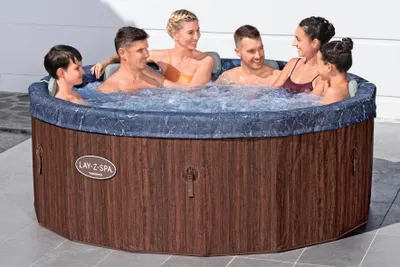 Produktbild von Bestway Lay-Z-Spa Toronto ThermaCore UltraFit Smart AirJet 7 Wood Effect Aufblasbares Spa Ø190 x 70 cm für 5-7 Personen | Airjet 180 Jets