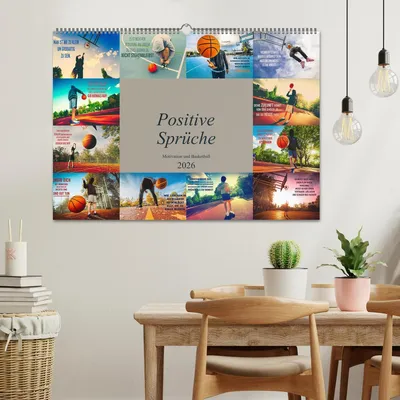 Produktbild von Positive Sprüche - Motivation und Basketball (Wandkalender 2026 DIN A2 quer), CALVENDO Monatskalender
