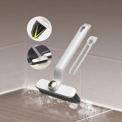 Image de Brosse à ventouse 3-en-1 pivotante à 360 degrés - Poils durs avec poignée à pince, pour la cuisine et la salle de bain