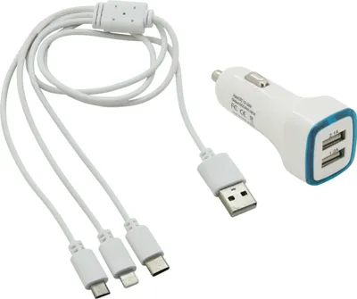Immagine prodotto di Compass 07683 - Caricabatterie USB 3in1 (micro USB, iPhone, USB C)