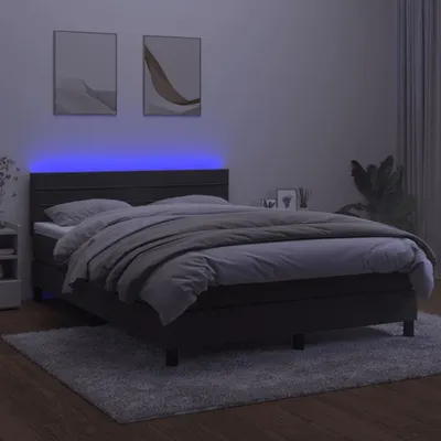 Produktbild von Boxspringbett mit Matratze & LED Dunkelgrau 140x190 cm Samt