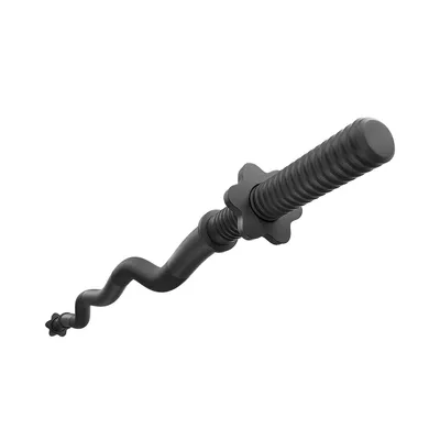 A black curl bar with star collars, isolated on a white background.