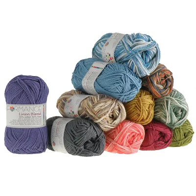 Produktbild von Strickgarn Linen Blend 50% Leinen, 50% Baumwolle, 50g #9159 Blautöne