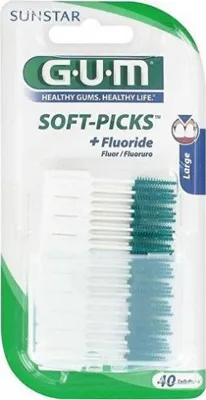 Image de GUM Soft Picks LARGE Brossettes interdentaires avec fluorures, 40 pces