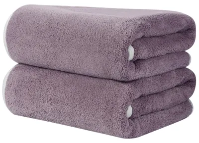 Productafbeelding van Omgoods - Set van 2 Microvezel Handdoeken - Zacht en Absorberend voor Haar, 50 x 100 cm, Paars