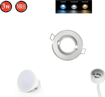 Produktbild von Einbaustrahler Schwenkbar 35° GU10 Ø70mm Bohrloch Alu inkl. GU10 5W Warmweiß 350lm LED Leuchtmittel Silber Sanded Rund