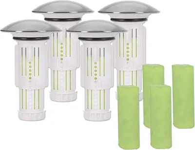 Produktbild von Abfluss-Fee Waschbecken 4x Verschlussstopfen & 9x Duftstein Zirtone/Apfel