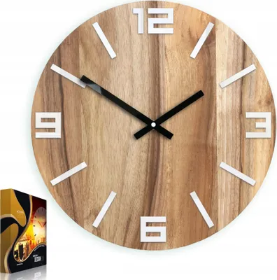 Produktbild von ModernClock, Wanduhr, Walnuss-Uhr, stilvolle Wanduhr aus Holz, Arabische 33cm