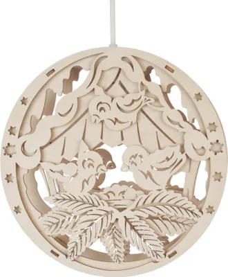 Productafbeelding van Vogelhuisje met afbeelding, elektrische verlichting, 25x25x6 cm, nieuw