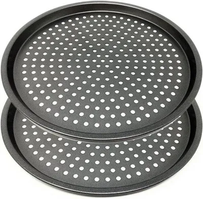 Zdjęcie produktu dla Blacha do pieczenia pizzy – powłoka nieprzywierająca – z otworami – okrągła – średnica 28 cm – zestaw 2 sztuk