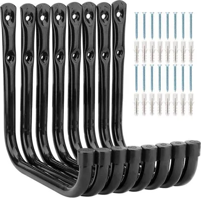 Image de Crochets de toit pour vélo et chaise pliante, robustes, pivotants, lot de 8