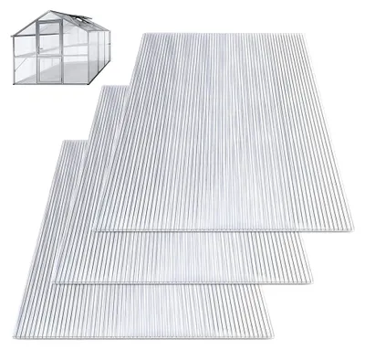 Produktbild von Hohlkammerstegplatten 14 Stück, zuschneidbar, 4 mm Polycarbonat, 60,5 x 121 cm klar für Gewächshaus und Gartenbau