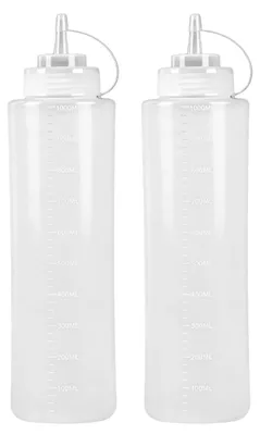 2 Kunststoff-Dosierflaschen 1000 ml – auslaufsicher, für Saucen & Öl