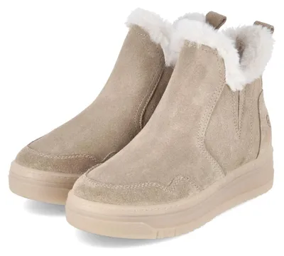 Imagen del producto de Botas de invierno para mujer Tamaris, color beige, de cuero y textil, talla 37