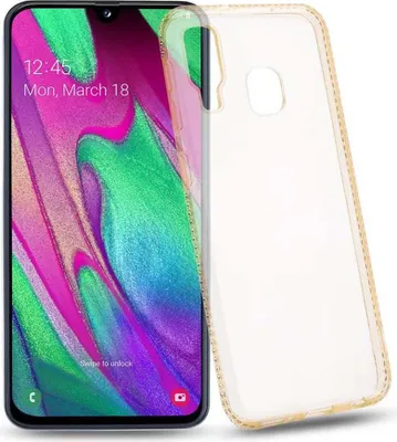 Produktbild von Cadorabo Hülle für Samsung Galaxy A40 Schutz Hülle in Gelb Case Cover TPU Silikon Strass Handyhülle Etui