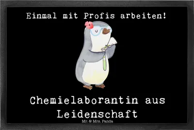 Produktbild von Mr. & Mrs. Panda Bodenvorleger Chemielaborantin Leidenschaft 40 x 60 cm - Schwarz - Geschenk, Türmatte, Schmutzfangmatte, fußmatte, Studium, Fußabstreifer, Labor, Beruf