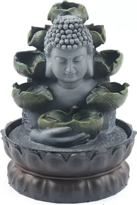 Image de 4 couleurs LED Buddha petite fontaine d'intérieur résine fontaine ornements feng shui fontaine décorative fontaine d'eau décoration maison