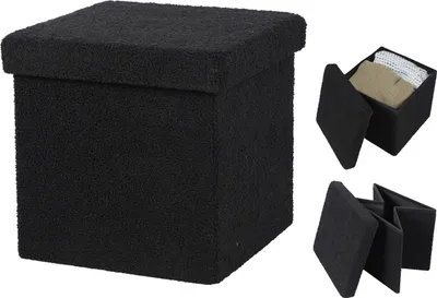 Produktbild von Urban Living Sitzhocker faltbar Sitzwürfel "TEDDY" Sitz-Box 53517 schwarz