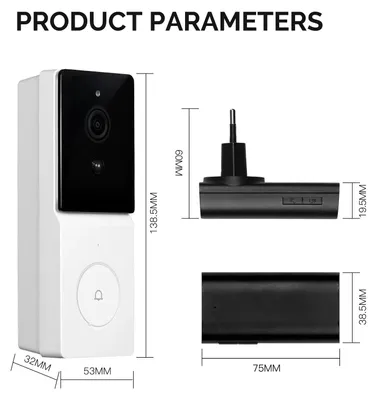 Produktbild von Smarte WLAN-Video-Türklingel - Türkamera - Zwei-Wege-Audio - Nachtsicht - Kabellos - Haussicherheit