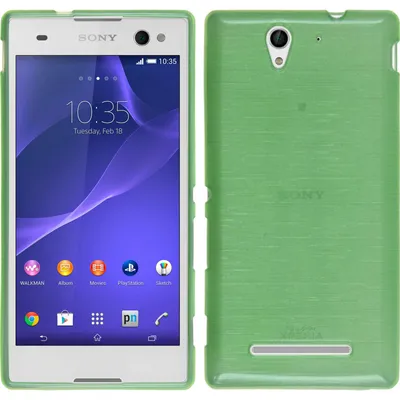 Produktbild von PhoneNatic Case kompatibel mit Sony Xperia C3 - grün Silikon Hülle brushed + 2 Schutzfolien