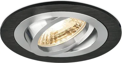Produktbild von Einbaustrahler GU10 Einbaurahmen 35° Schwenkbar Ø75mm Bohrloch Aluminium inkl. GU10 5W Neutralweiß 410 Lumen LED Leuchtmittel Schwarz rund